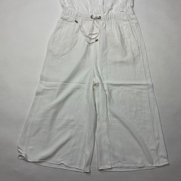 Eileen Fisher Crepe Wide-Leg Jumpsuit Crop V-neck Lightweight Tencel Women XXS - Picture 6 of 12